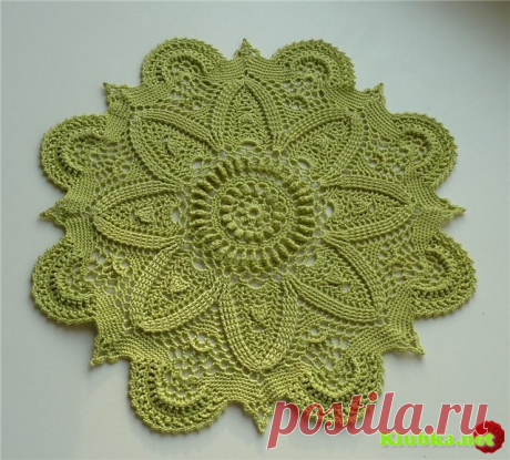 Зеленая салфетка DOILY » Клубка.Нет - Все о вязании крючком