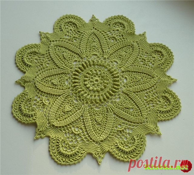 Зеленая салфетка DOILY » Клубка.Нет - Все о вязании крючком