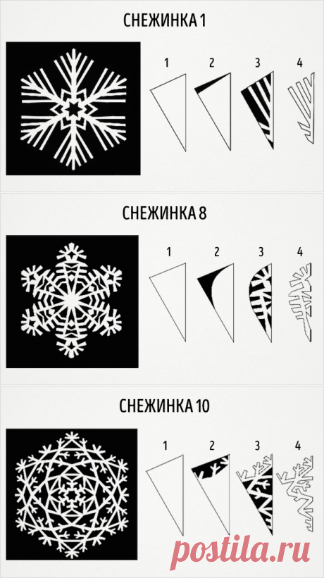 20 схем восхитительных снежинок из бумаги