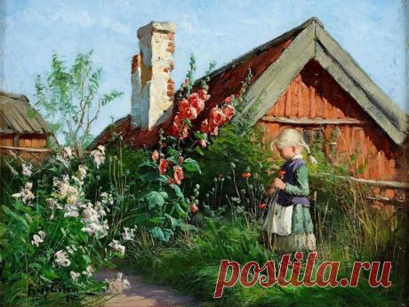 🌺 Фанни Брате
"Девочка в цветущем саду"