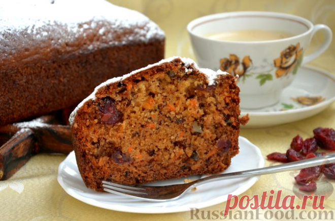 Рецепт: Пряный бананово-морковный кекс с вяленой клюквой и орехами на RussianFood.com