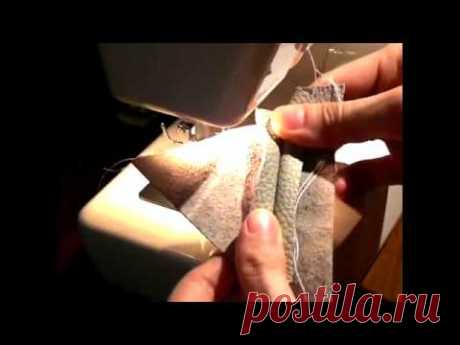 Шьем кожу. Французский шов. Sewing leather. French stitch.