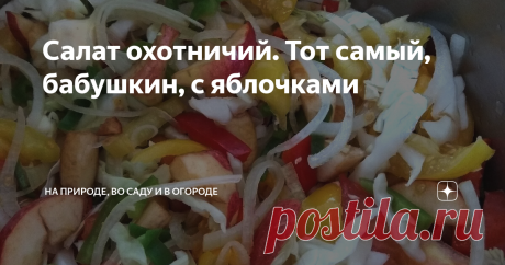 Салат охотничий. Тот самый, бабушкин, с яблочками Вариантов этого салата множество. Этот рецепт прост, надёжен, проверен десятилетиями и неизменен в моей семье. Охотничьим его никто не называет, зовут просто- бабушкин вкусненький с яблочками.