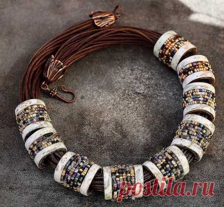(212) Necklace of bead-embellished polymer clay beads, by Tanya Mayorova on Flickr | My favs | Полимеры, Глина и Бусины Из Полимерной Глины