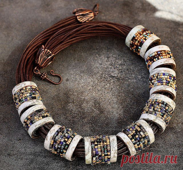 (212) Necklace of bead-embellished polymer clay beads, by Tanya Mayorova on Flickr | My favs | Полимеры, Глина и Бусины Из Полимерной Глины