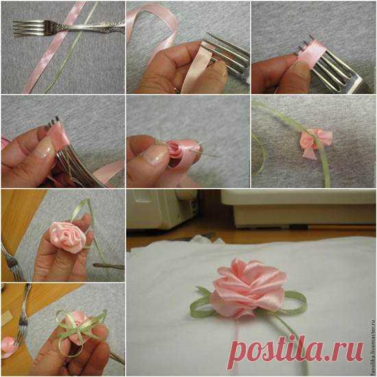 How to DIY Easy Satin Ribbon Rosette with a Fork