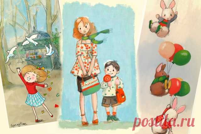 Художник Delphine Doreau: теплый мир детства » Notagram.ru Невероятно нежные, теплые и добрые детские рисунки от художницы Delphine Doreau. Яркий и красочный мир детства в иллюстрациях Delphine Doreau.