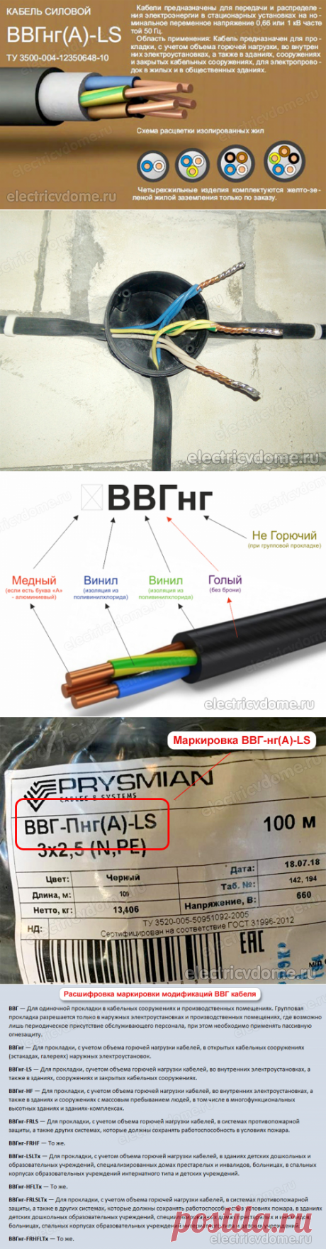 Кабель ВВГнг-LS расшифровка маркировки, технические характеристики
