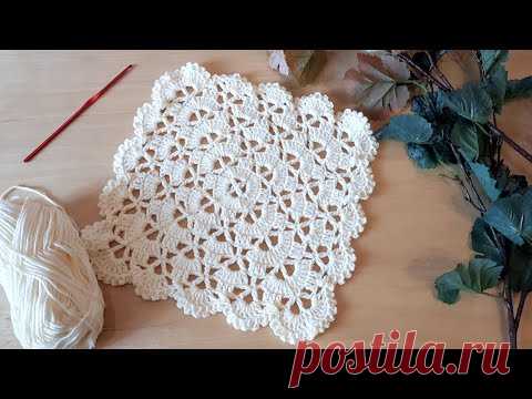 Вяжем мотив (узор) для детского пледа или салфетки крючком.