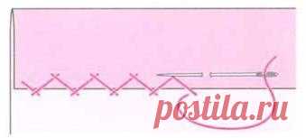 Шов «Козлик»
Этот шов позволяет прикрепить подгибы из толстой нерастрепывающейся ткани, не делая второго подгиба. По сути, шов состоит из больших крестиков, которые получаются за счет попеременно выполнения стежков шва «назад иголку» то на одном слое ткани, то на другом. Подходит для подгибки изделий из сыпучих тканей и для пальто из шерстяных и буклированных тканей.

Этот ручной вид стежков так же очень часто используется в шитье одежды при подгибке низа. И если вы не вла...