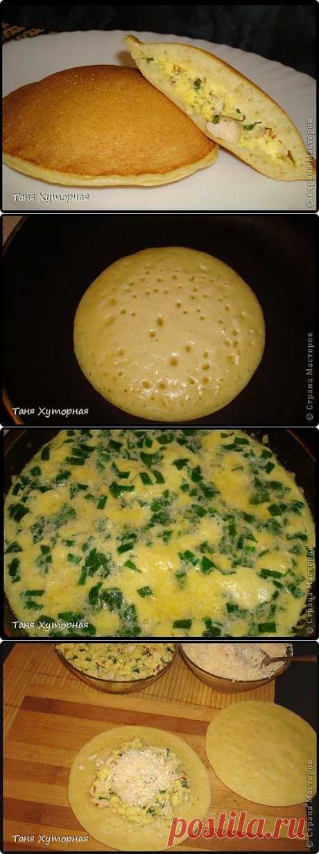 Блины с омлетом с курицей, шипинатом и сыром | Страна Мастеров
