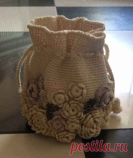 Bag small handmade Irish lace. Crochet decorated with | Etsy