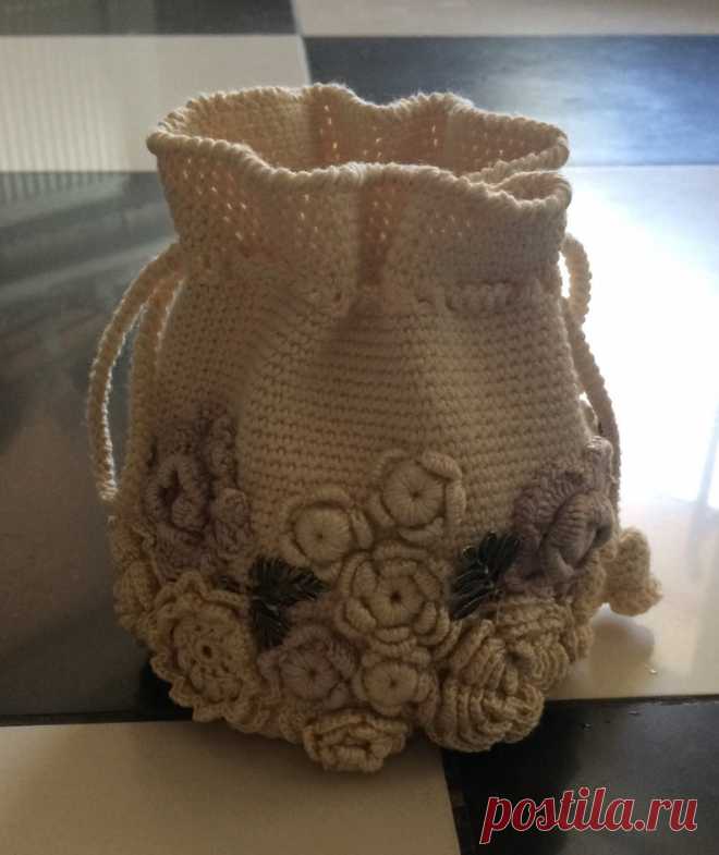 Bag small handmade Irish lace. Crochet decorated with | Etsy