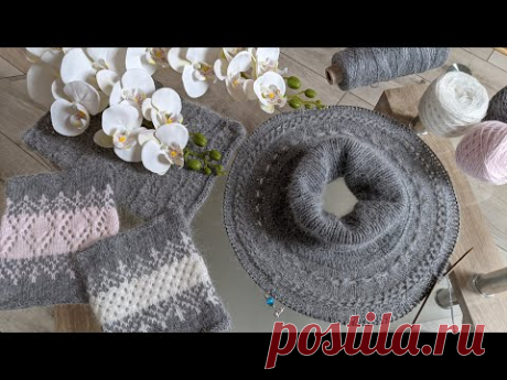 Серый свитер из ангоры. Часть 2. Вяжем кокетку.