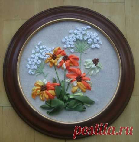 Вышивка ленточками: картина и игольницы