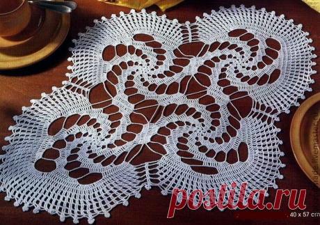 Салфетка со спиральными мотивами - вязанная салфетка,салфетка крючком