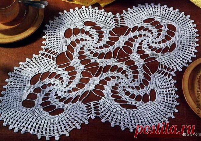 Салфетка со спиральными мотивами - вязанная салфетка,салфетка крючком