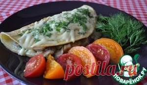Омлет с сыром зеленью и грибами - кулинарный рецепт
