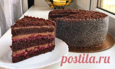 Шоколадный торт с вишневой прослойкой, очень вкусный французски крем ! Идеальное сочетание! | В гостях у Аннушки Рецепты | Дзен