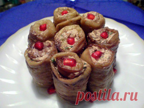Баклажановые рулетики с орехом. Грузинская кухня.