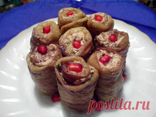 Баклажановые рулетики с орехом. Грузинская кухня.