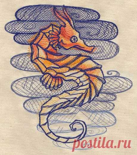 The Seven Seas - Seahorse Tattoo | Urban Threads: Unique and Awesome Embroidery Designs