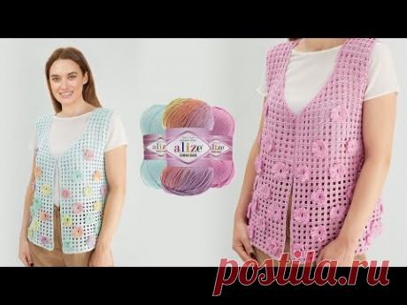 Alize Cotton Gold Batik ile Bahar Yelekleri • Spring Vests • Весенний Жилет