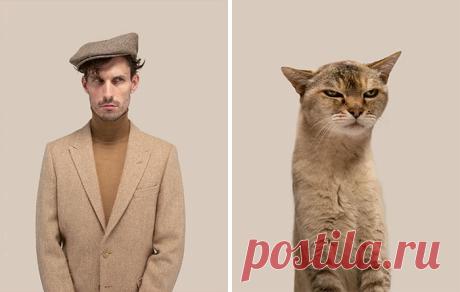 Фотограф делает снимки людей и котов, которые выглядят как двойники | Канобу