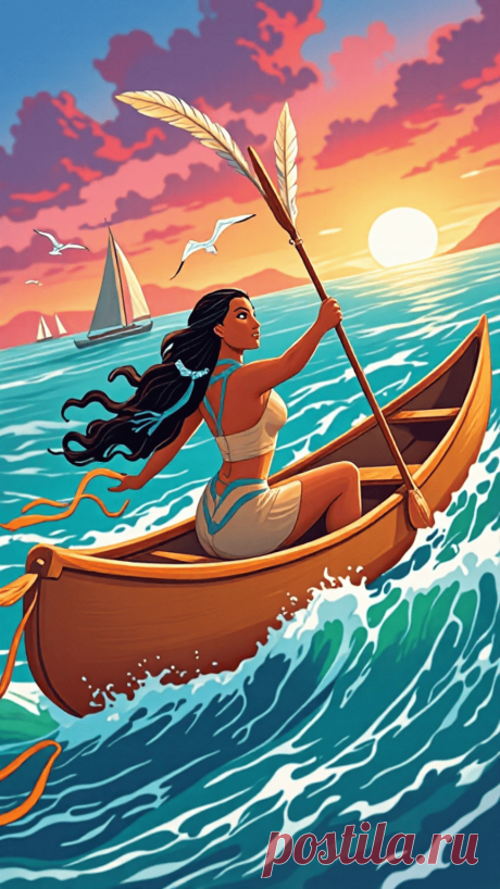 🌊✨ Познайте мощь духа и вдохновение! Покахонтас ведет свою лодку по бескрайним водам. Не пропустите наш новый шортс, который вдохновит вас на борьбу за мечты. Поделитесь с теми, кто это оценит! 🎥💖
