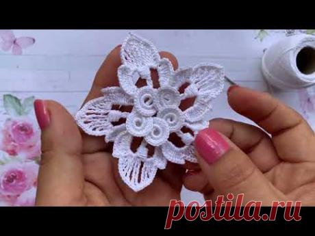 Flor Maravilhosa Branca de Crochê Irlandês 🌸