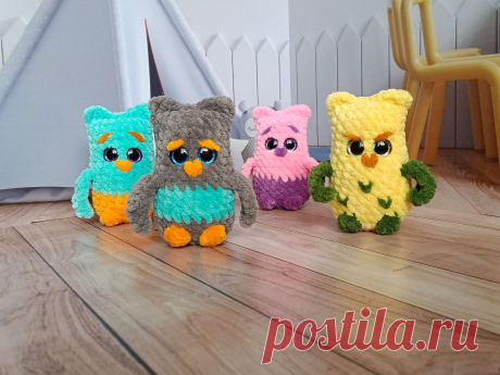 PDF Совята крючком. FREE crochet pattern; Аmigurumi toy patterns. Амигуруми схемы и описания на русском. Вязаные игрушки и поделки своими руками #amimore - плюшевая сова, маленький совёнок из плюшевой пряжи, совушка, птица, птичка.
