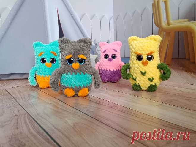 PDF Совята крючком. FREE crochet pattern; Аmigurumi toy patterns. Амигуруми схемы и описания на русском. Вязаные игрушки и поделки своими руками #amimore - плюшевая сова, маленький совёнок из плюшевой пряжи, совушка, птица, птичка.