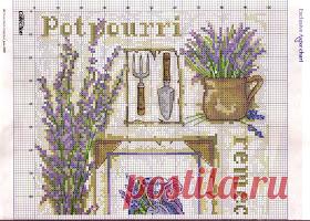 Вышивка и схемы, вышивка Крестом бесплатные: Sampler лаванда-схема вышивки крестом