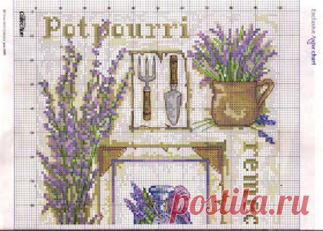 Вышивка и схемы, вышивка Крестом бесплатные: Sampler лаванда-схема вышивки крестом