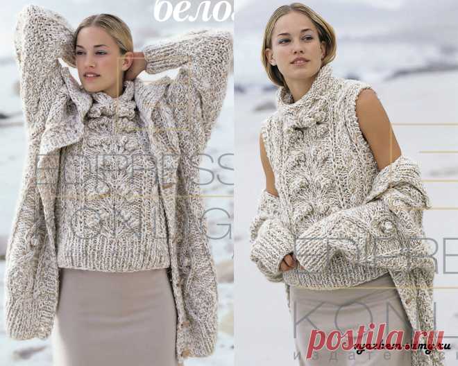 Комплект спицами: жакет и топ