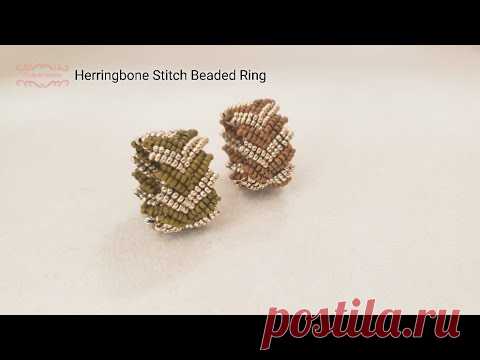 Herringbone Stitch Beaded Ring. Beads Jewelry Making. Beading Tutorials. Handmade.
