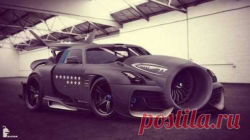 Mercedes SLS AMG c турбиной от самолета