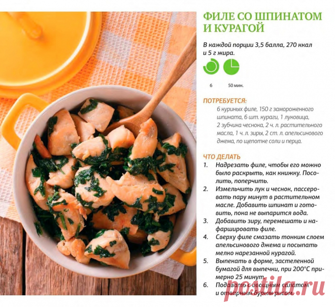 Филе со шпинатом и курагой