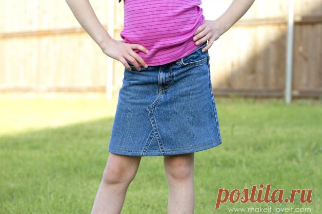 Юбка из старых джинсов.