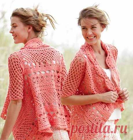 АЖУРНЫЙ ЛЁГКИЙ ЖАКЕТ УДИВИТЕЛЬНОЙ КРАСОТЫ ОТ DROPS DESIGN (Вязание крючком) — Журнал Вдохновение Рукодельницы