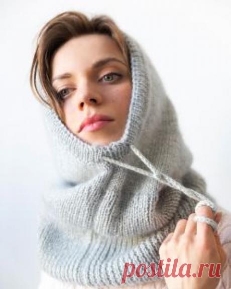 Как связать на спицах зимний капор из двух видов пряжи своими руками фото-мастер-класс от Леонардо