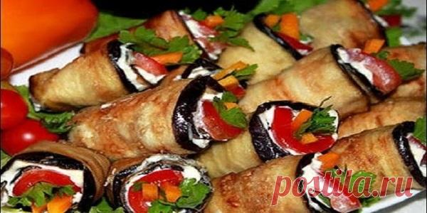 Не закуска, а объедение — острые рулетики из баклажанов «Тещин язык» Необыкновенно пикантная, острая, из большого количества овощей.