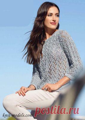 Ажурная кофточка вязаная спицами