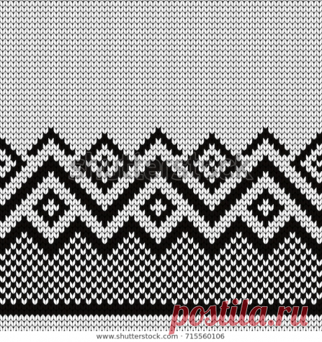 Стоковая векторная графика «Knitted Geometric Seamless Border» (без лицензионных платежей), 715560106