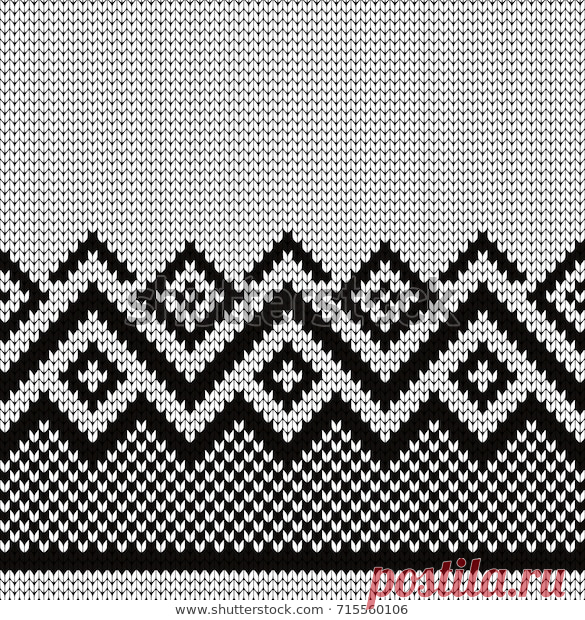 Стоковая векторная графика «Knitted Geometric Seamless Border» (без лицензионных платежей), 715560106