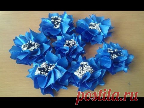 Васильки из лент Мастер класс канзаши - YouTube