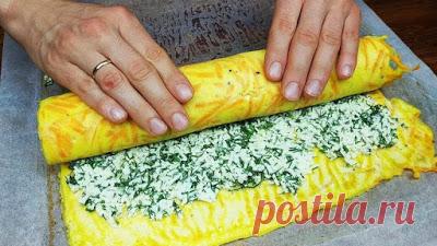 ЗВАНЫЙ УЖИН: Нашла рецепт в старой газете! Яркий как лето, рулет из омлета