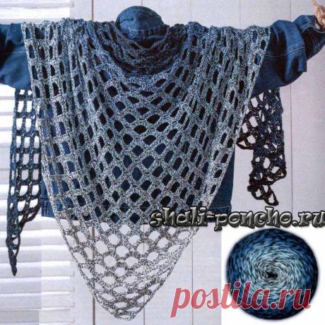 Шаль из пряжи с переходом цветов