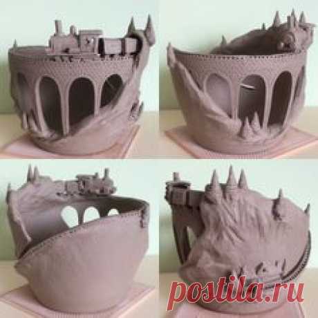 ‘The Yarn Express’ …yarn bowl. Unfired in earthenware. Fresh out of the studio today :-) earthwoolfire@gmail.com