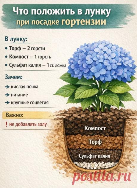 Что положить в лунку при посадке гортензии